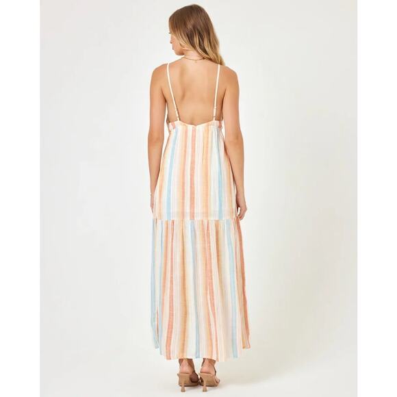 L*Space Victoria Dress Sunset Skies Stripe Size Small Resortcore Effortless Boho - Picture 8 of 9